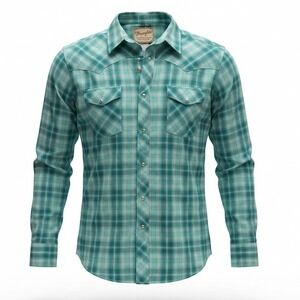 Wrangler Western Snap Shirt Mens Large Plaid Pearl Snap Cowboy Y2K